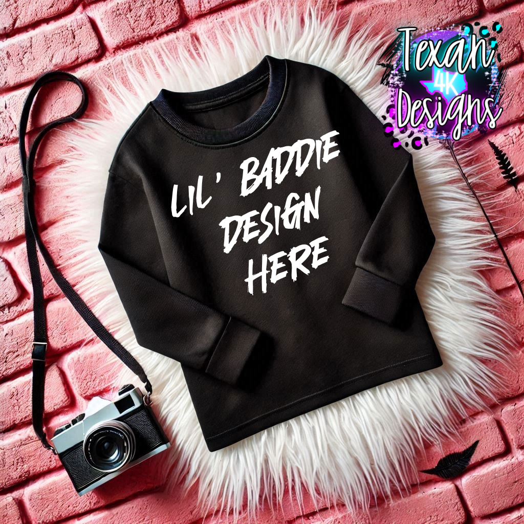 black shirt , toddler girl flat lay mock up