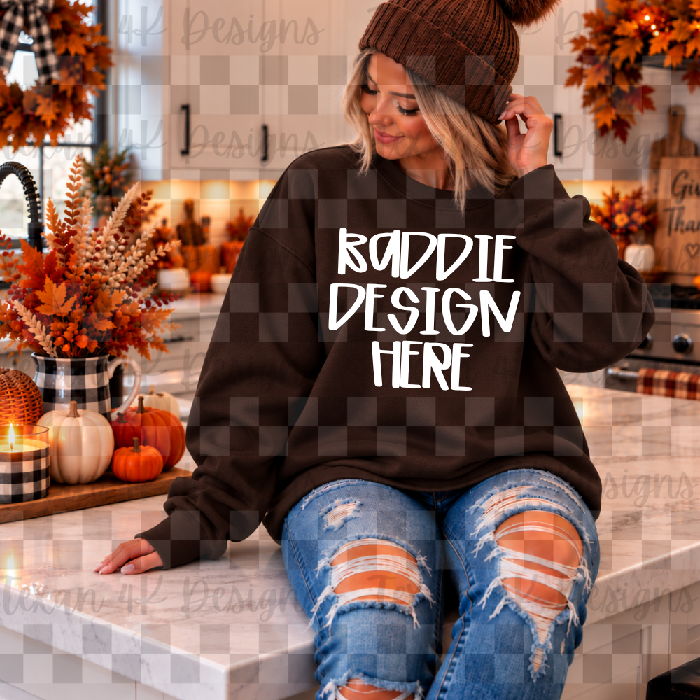 gildan dark chocolate sweatshirt , mock up