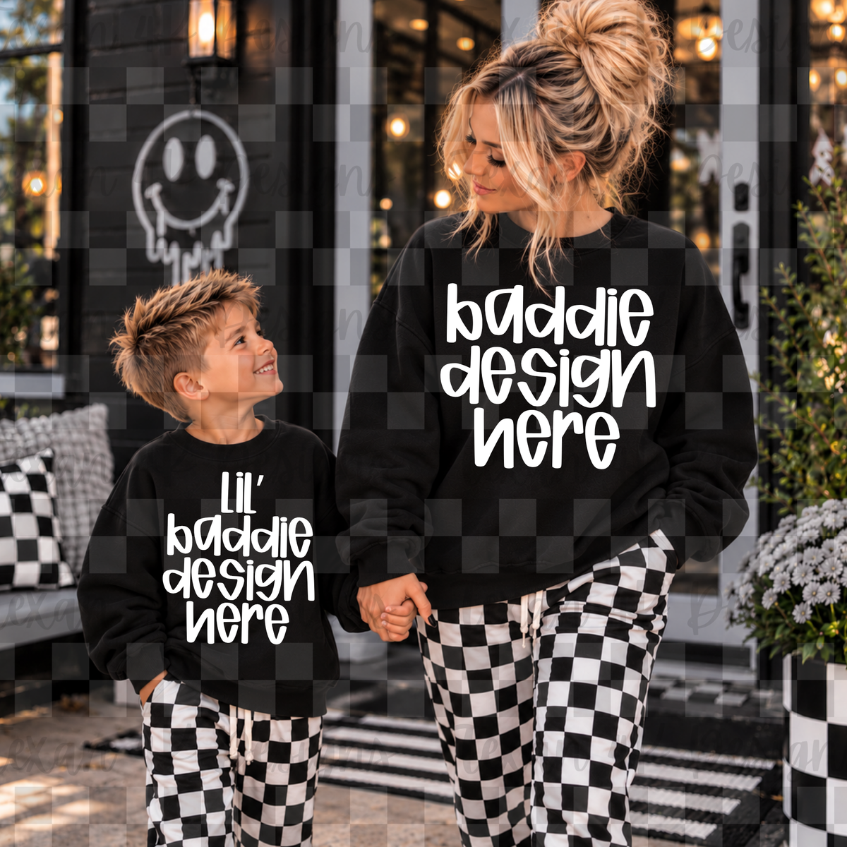 black sweatshirt mommy & me, mock up (boy)