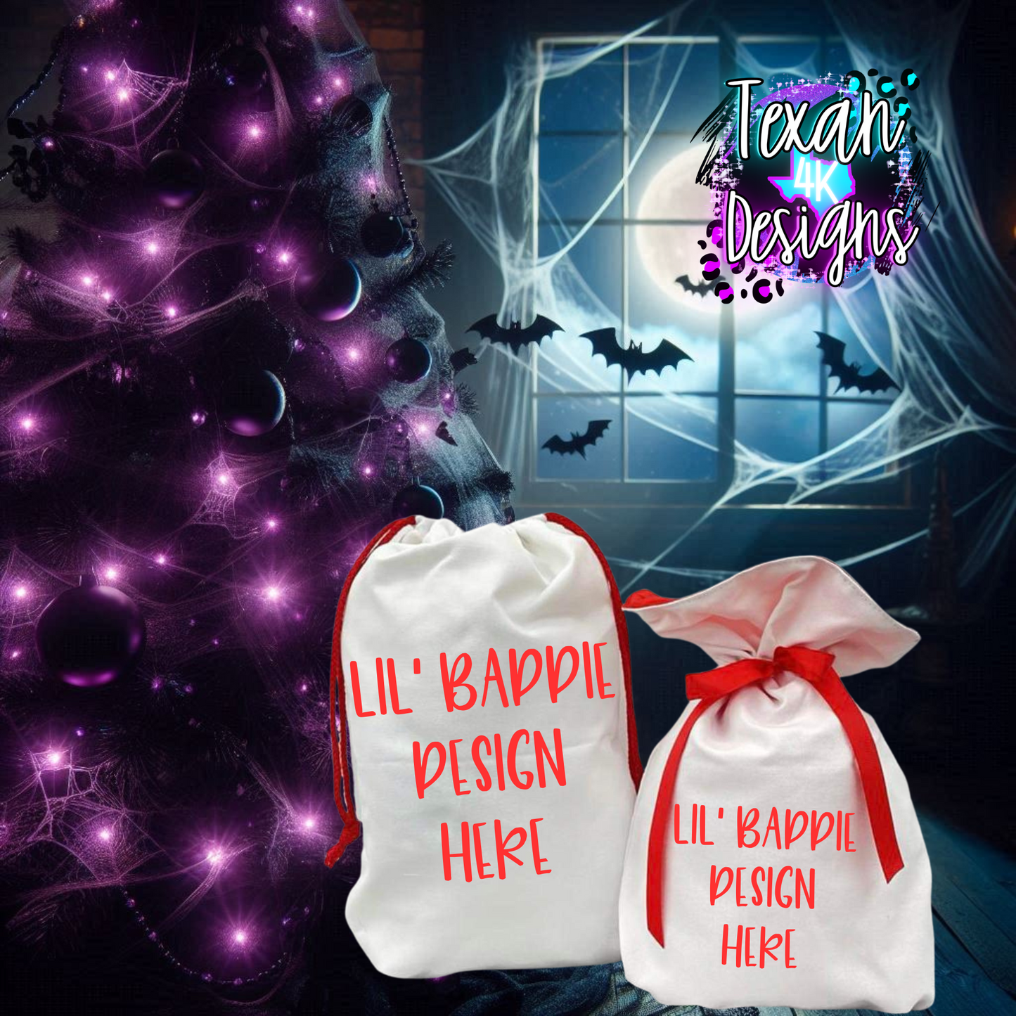 kid santa bag , toddler, mock up, spooky