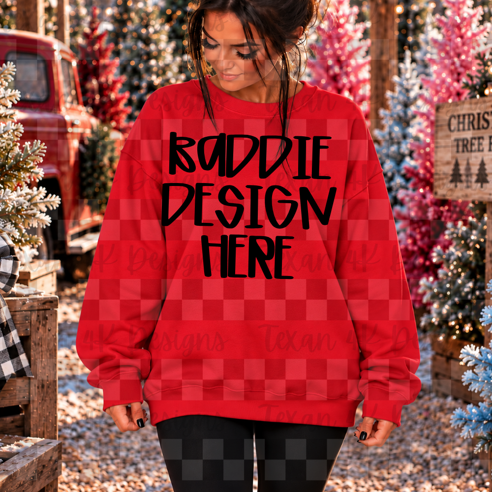 gildan red sweatshirt , mock up