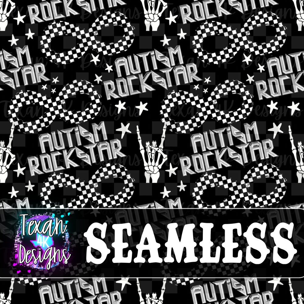 autism rockstar seamless- DIGITAL PNG