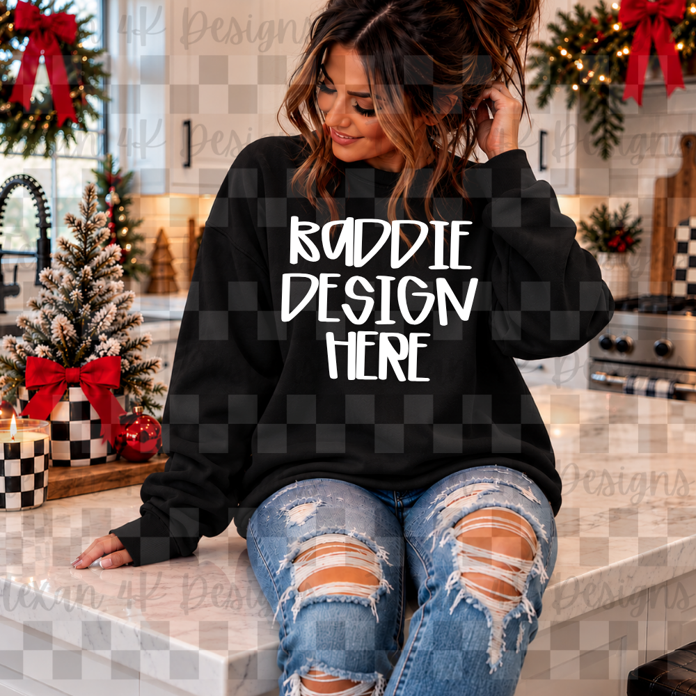 gildan black sweatshirt , mock up