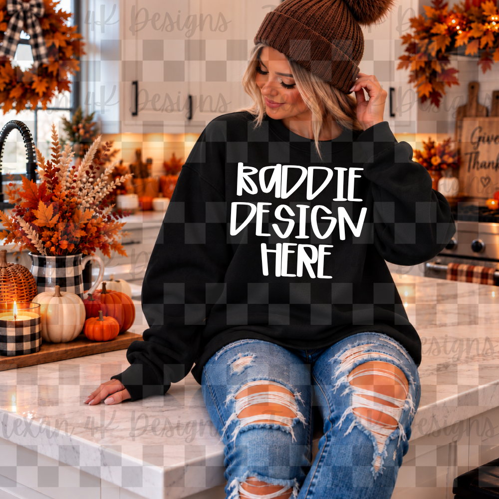 gildan black sweatshirt , mock up