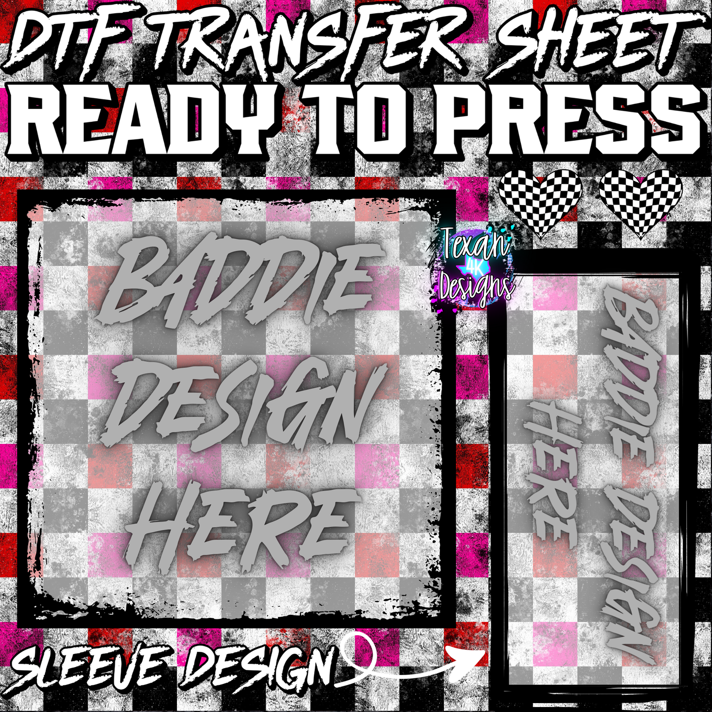 DTF transfer sheet w/ sleeve mock up edgy - grunge