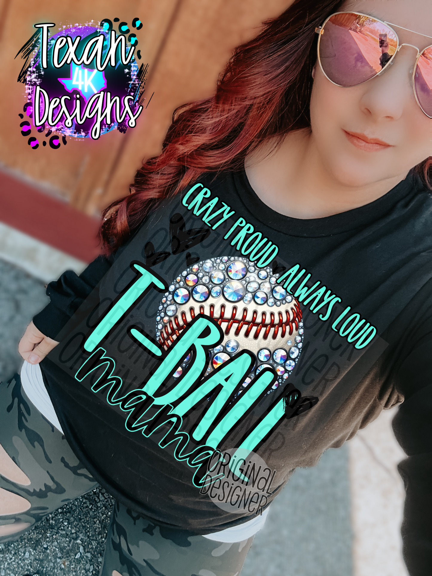 crazy proud always loud baseball mama - DIGITAL PNG