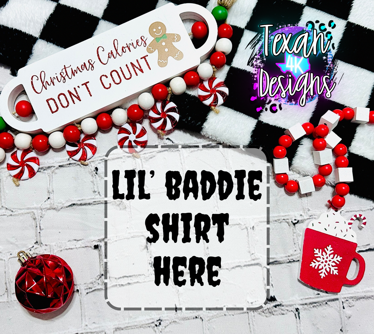 ADD YOUR SHIRT mock , toddler, checkered, edgy, spooky, flatlay mock up - christmas