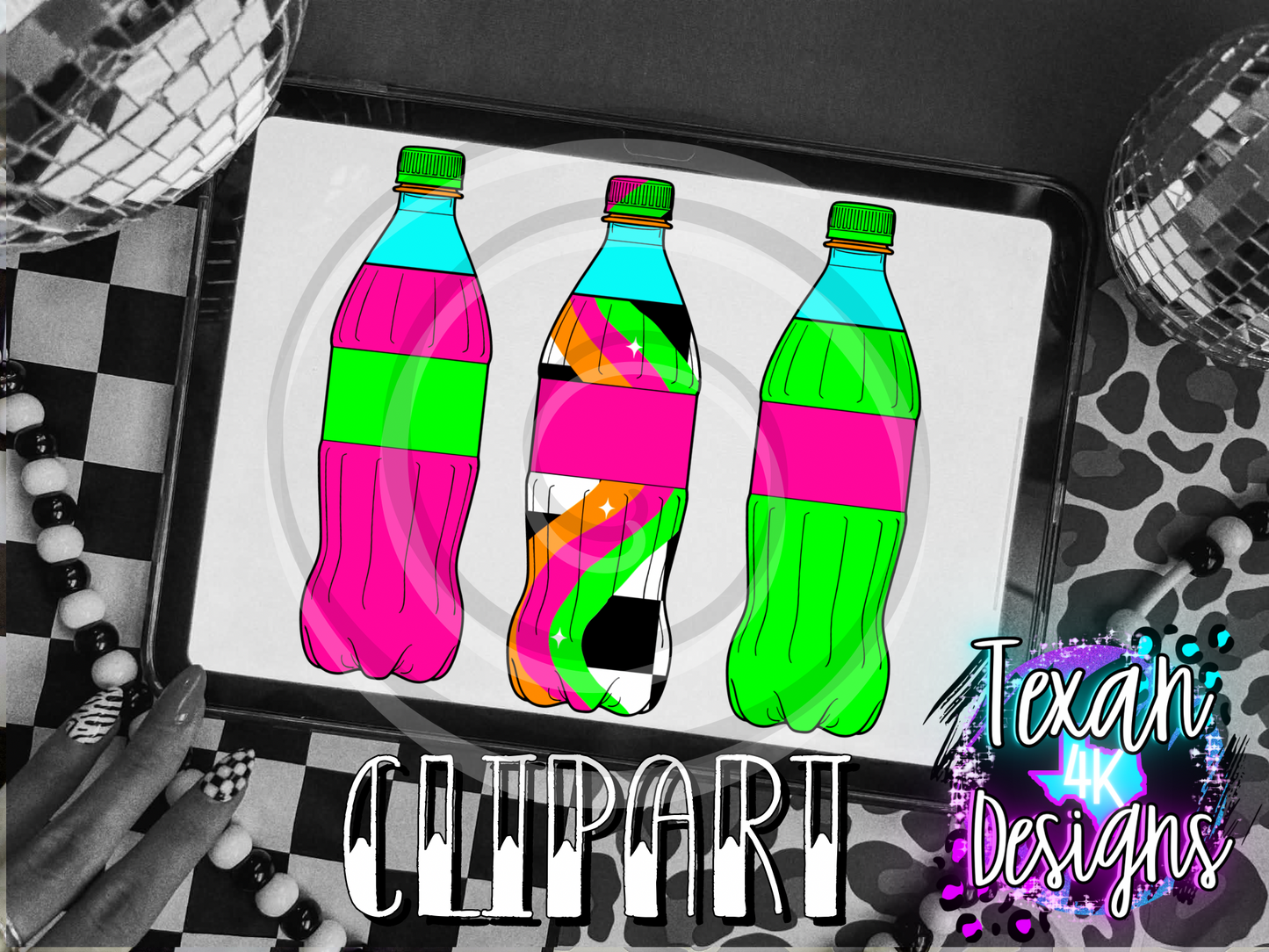 neon bottles - 3 clipart