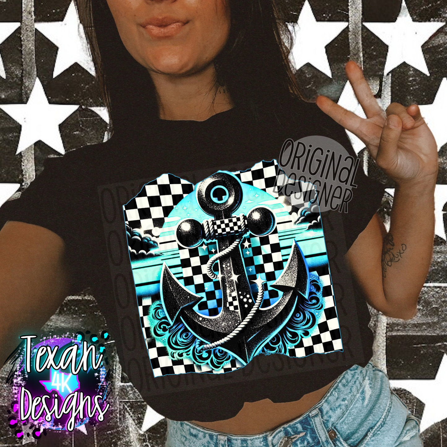 checkered anchor - 2 DIGITAL PNG