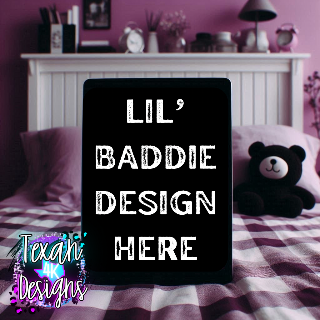 kid ipad mock , toddler, purple checkered, edgy, spooky, flatlay mock up