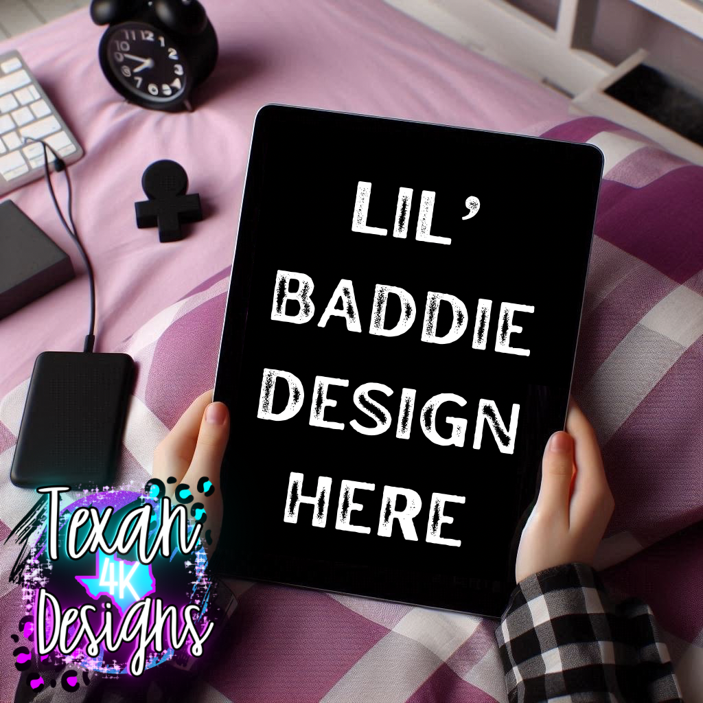 kid ipad mock , toddler, purple checkered, edgy, spooky, flatlay mock up