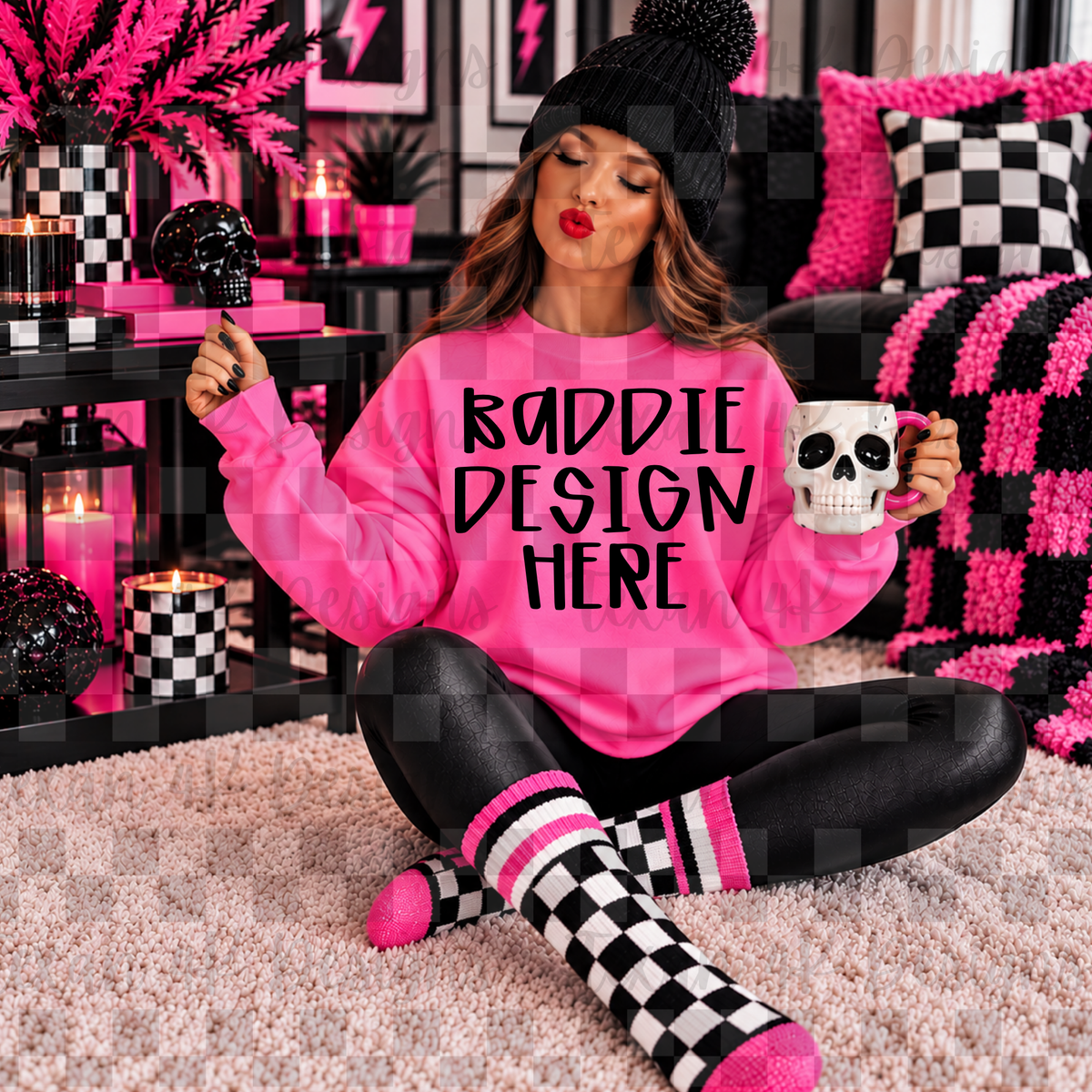 safety pink sweatshirt , mock up
