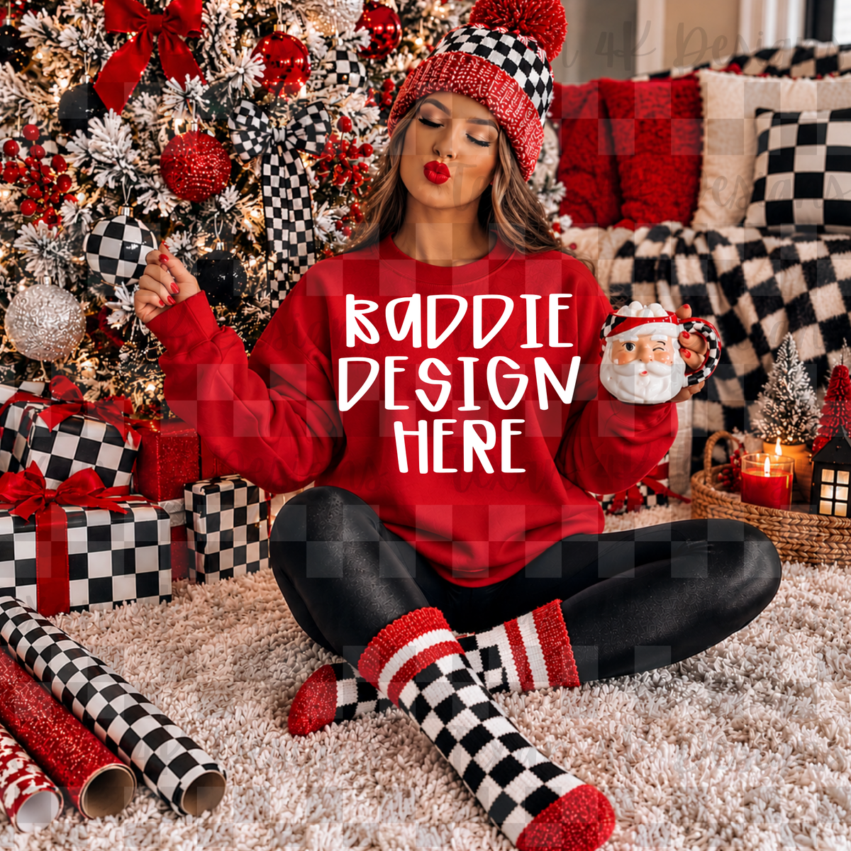 gildan red sweatshirt , mock up