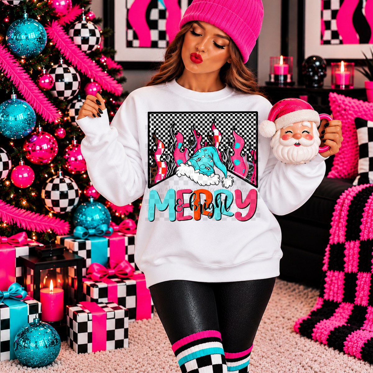 merry and bright M - digital png