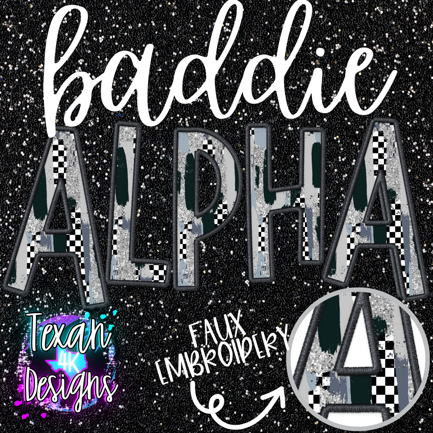 black checkered brush BADDIE alphabet google drive (please leave email)