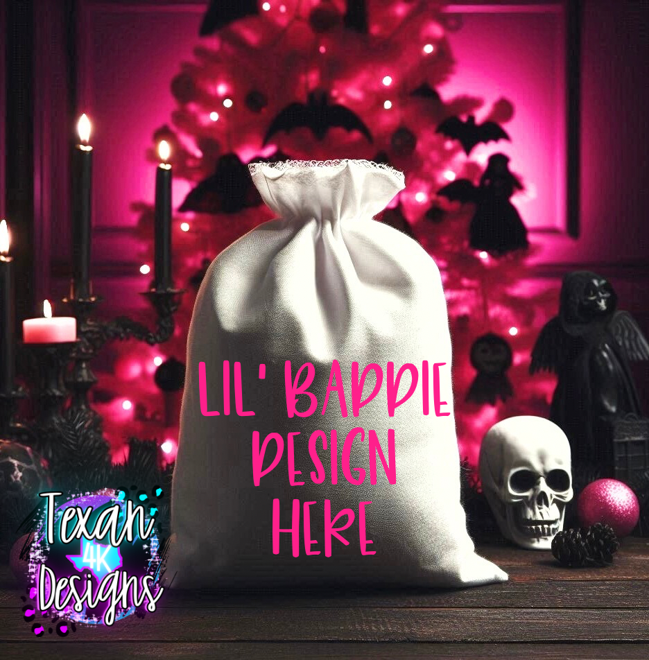 kid santa bag , toddler, mock up, spooky