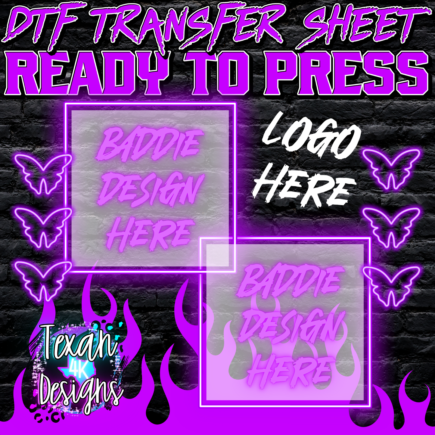 DTF transfer sheet mock up edgy