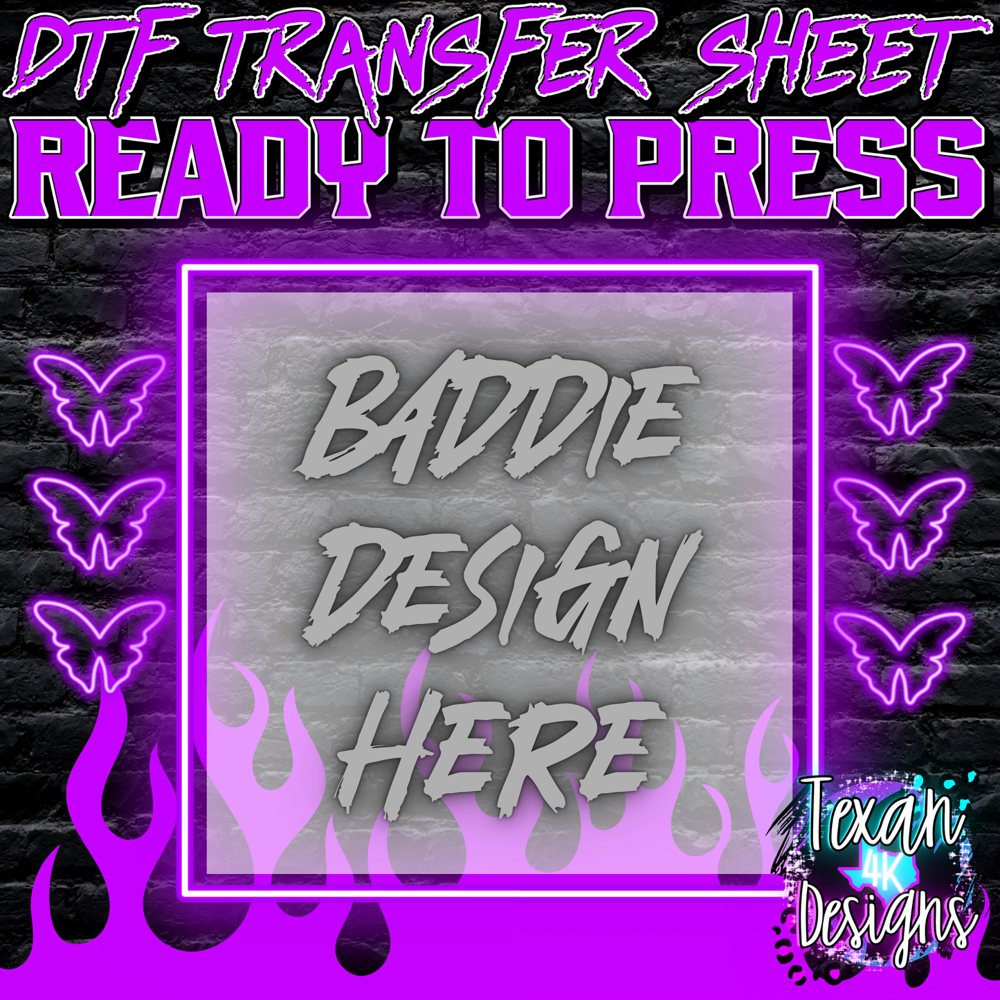 DTF transfer sheet mock up edgy