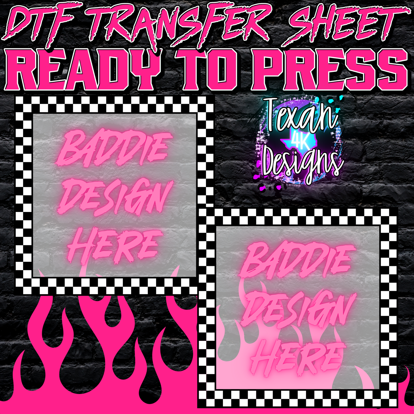 DTF transfer sheet mock up edgy