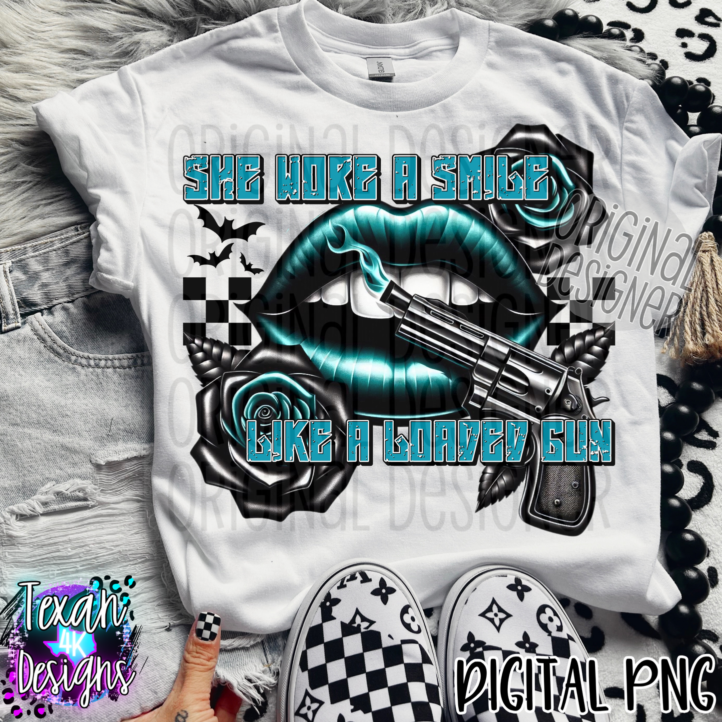 she wore a smile like a loaded gun - DIGITAL PNG
