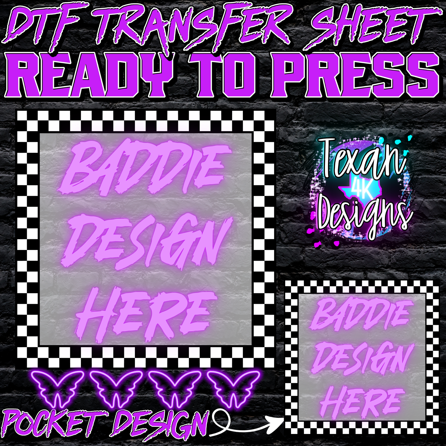 DTF transfer sheet w/ pocket mock up edgy