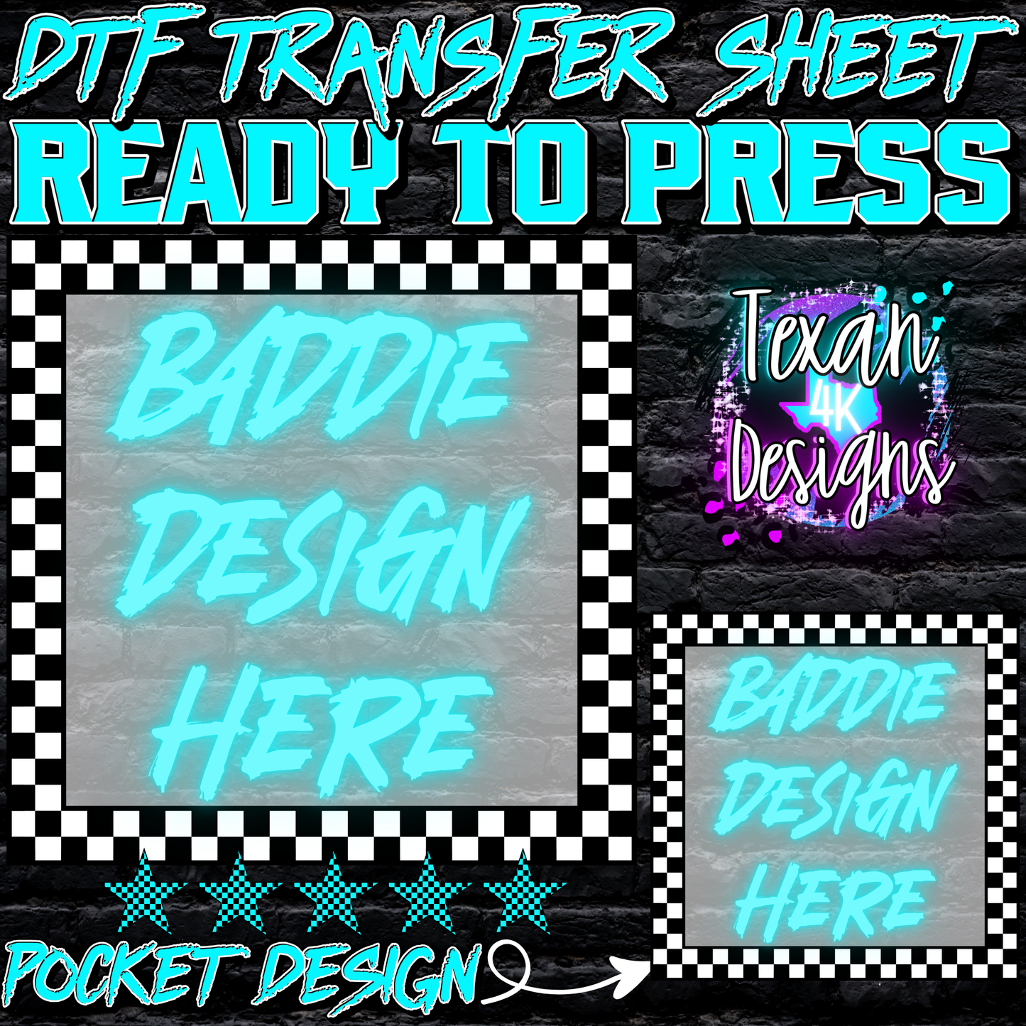 DTF transfer sheet w/ pocket mock up edgy