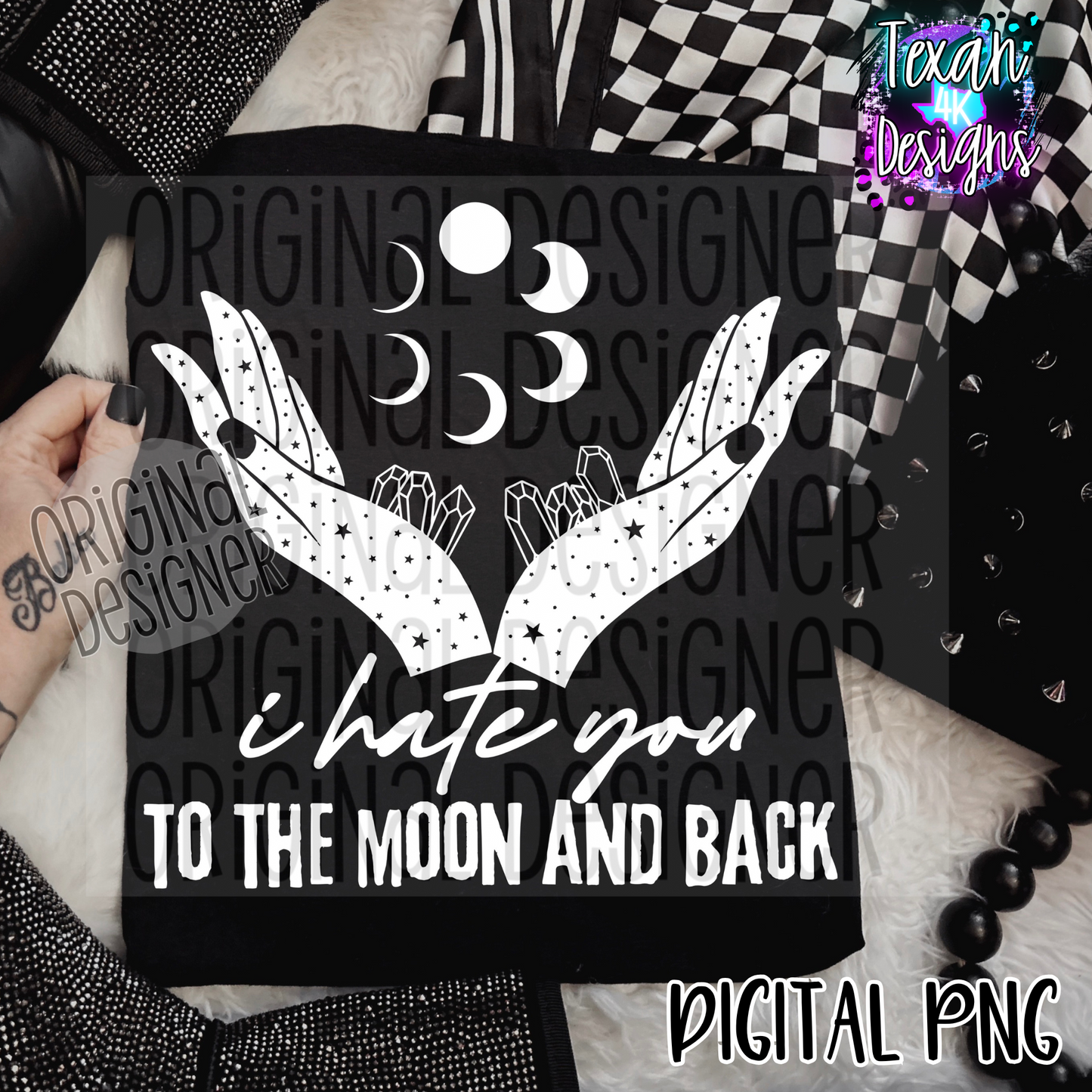 i hate you to the moon and back - 2 DIGITAL PNG