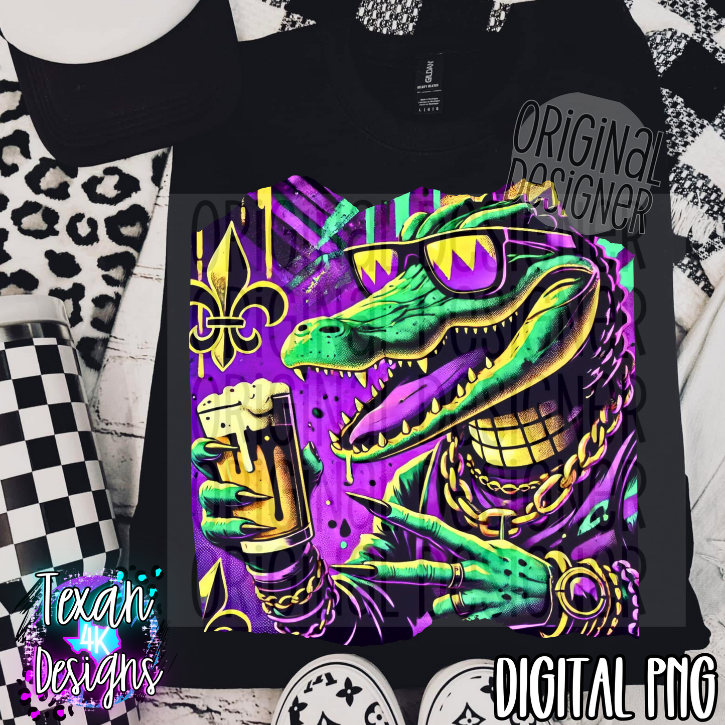 mardi gras gator - DIGITAL PNG
