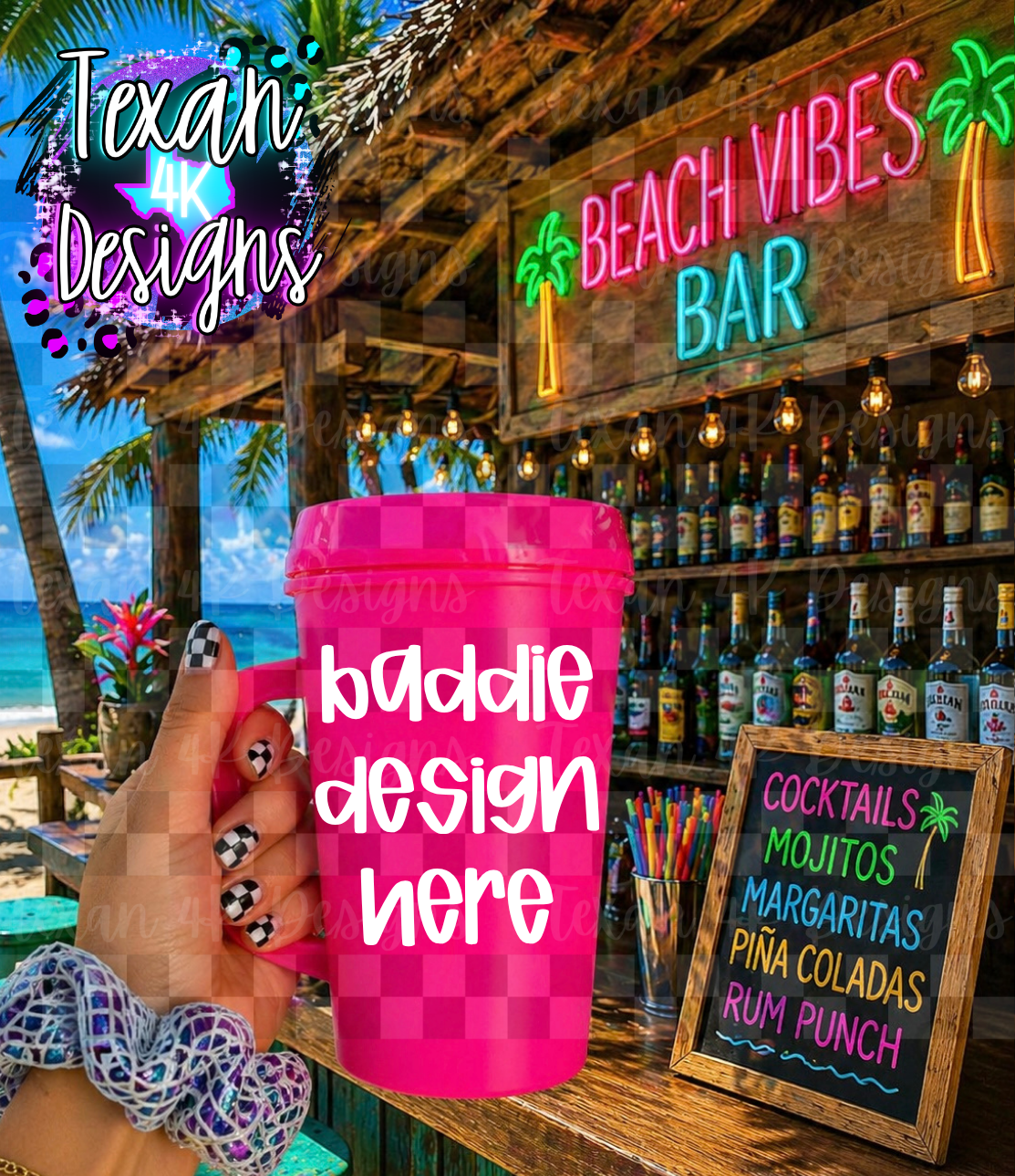 pink trucker tumbler mock up