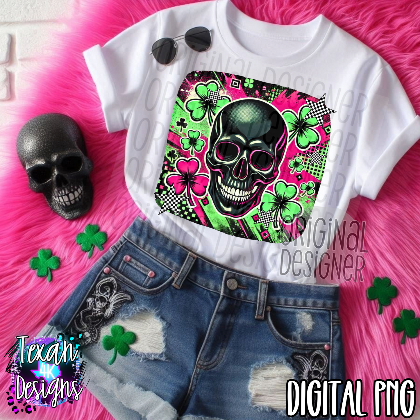 skull st.patricks day girl- DIGITAL PNG