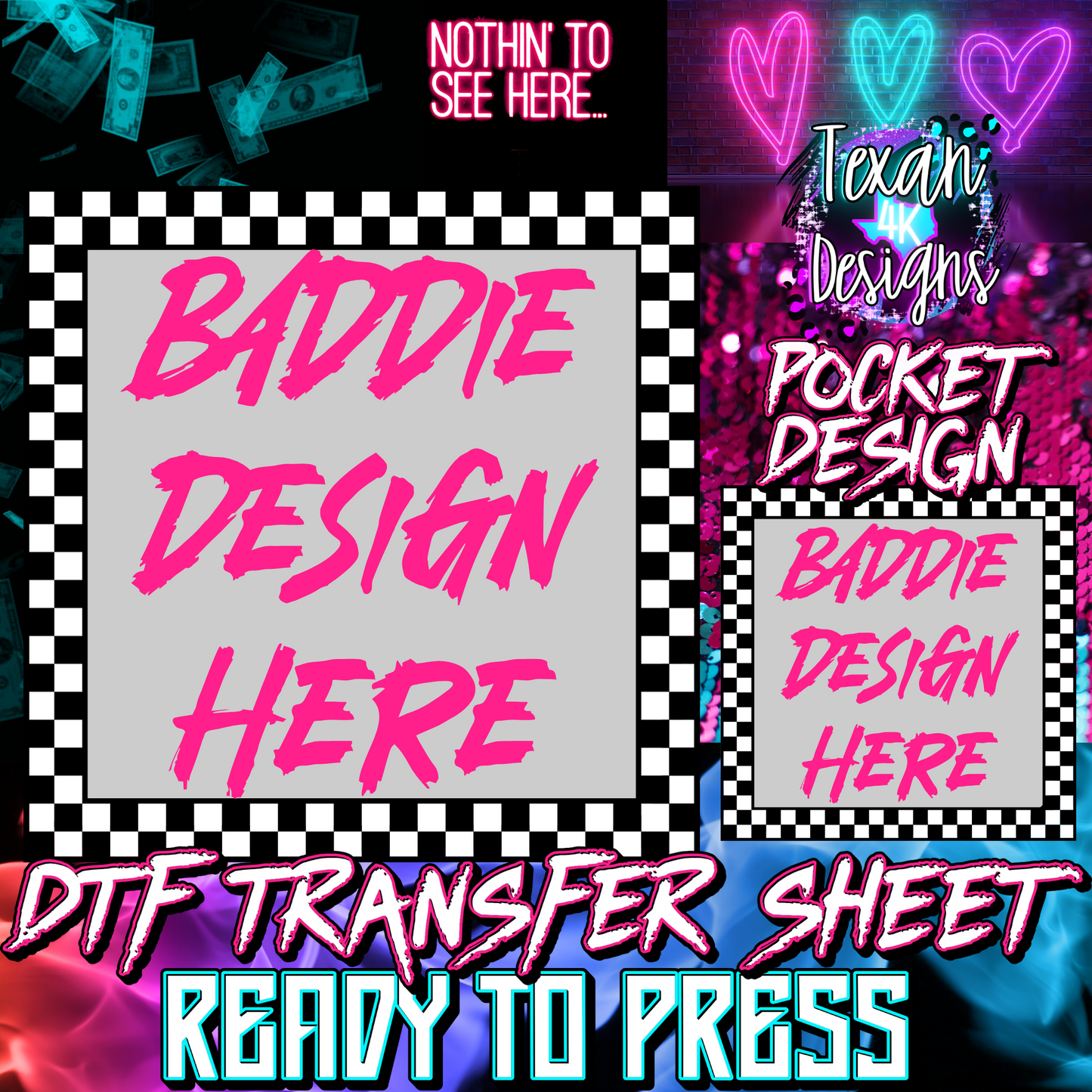 DTF transfer sheet w/ pocket mock up - collage