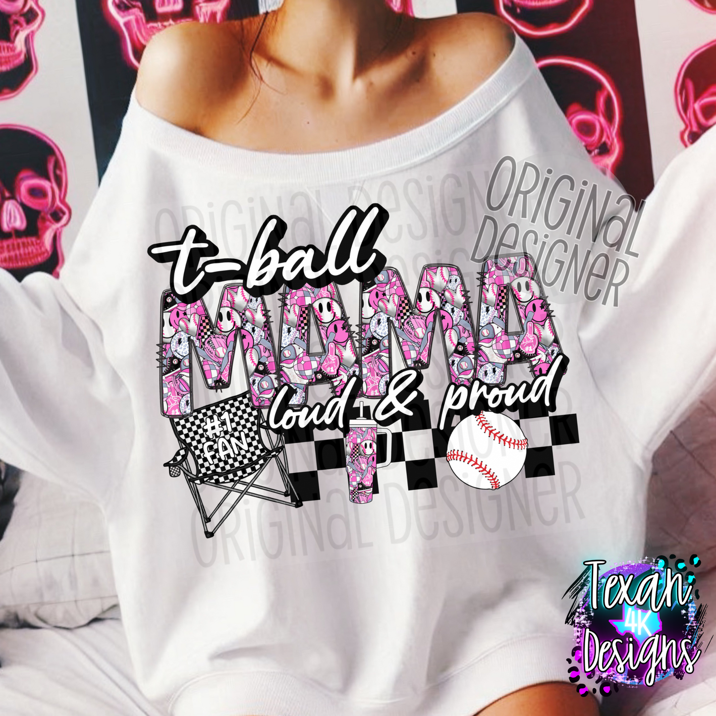 t-ball mama loud & proud w/ white ball- DIGITAL PNG
