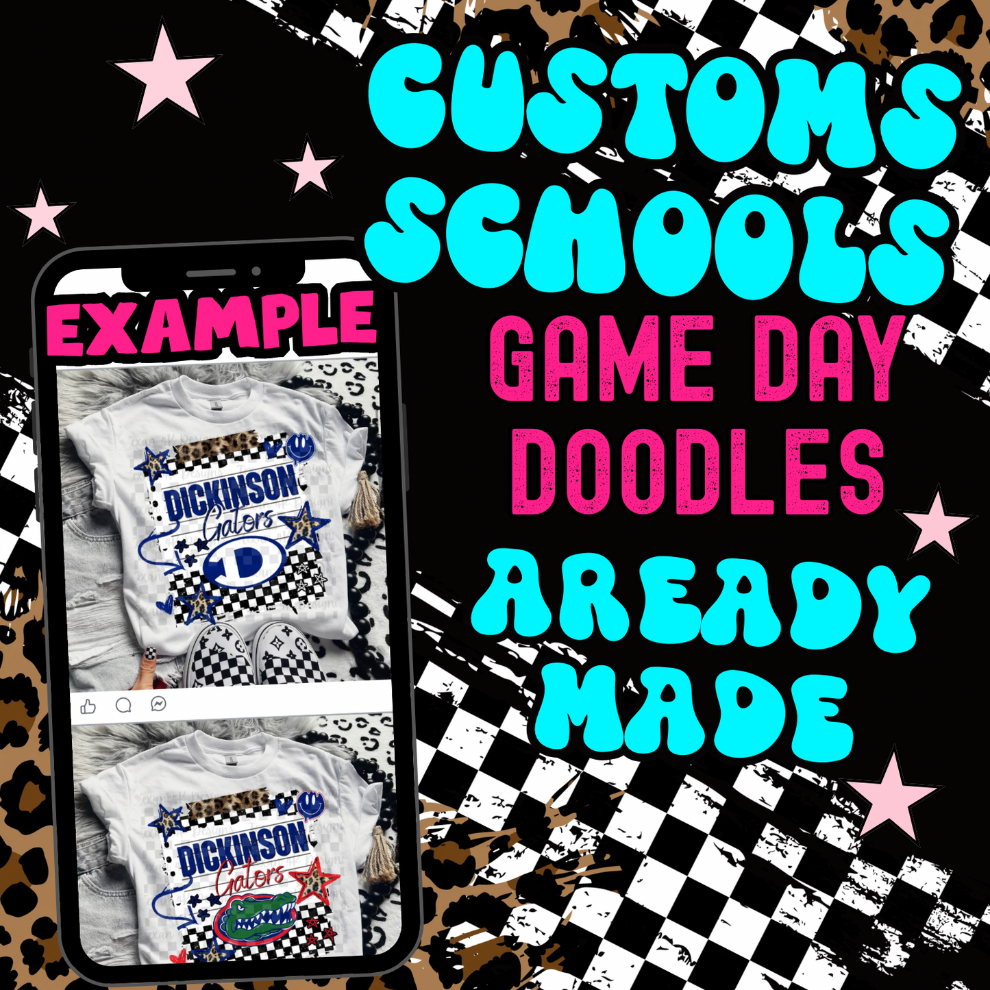 ALREADY MADE -CUSTOM GAME DAY DOODLES - DIGITAL PNG
