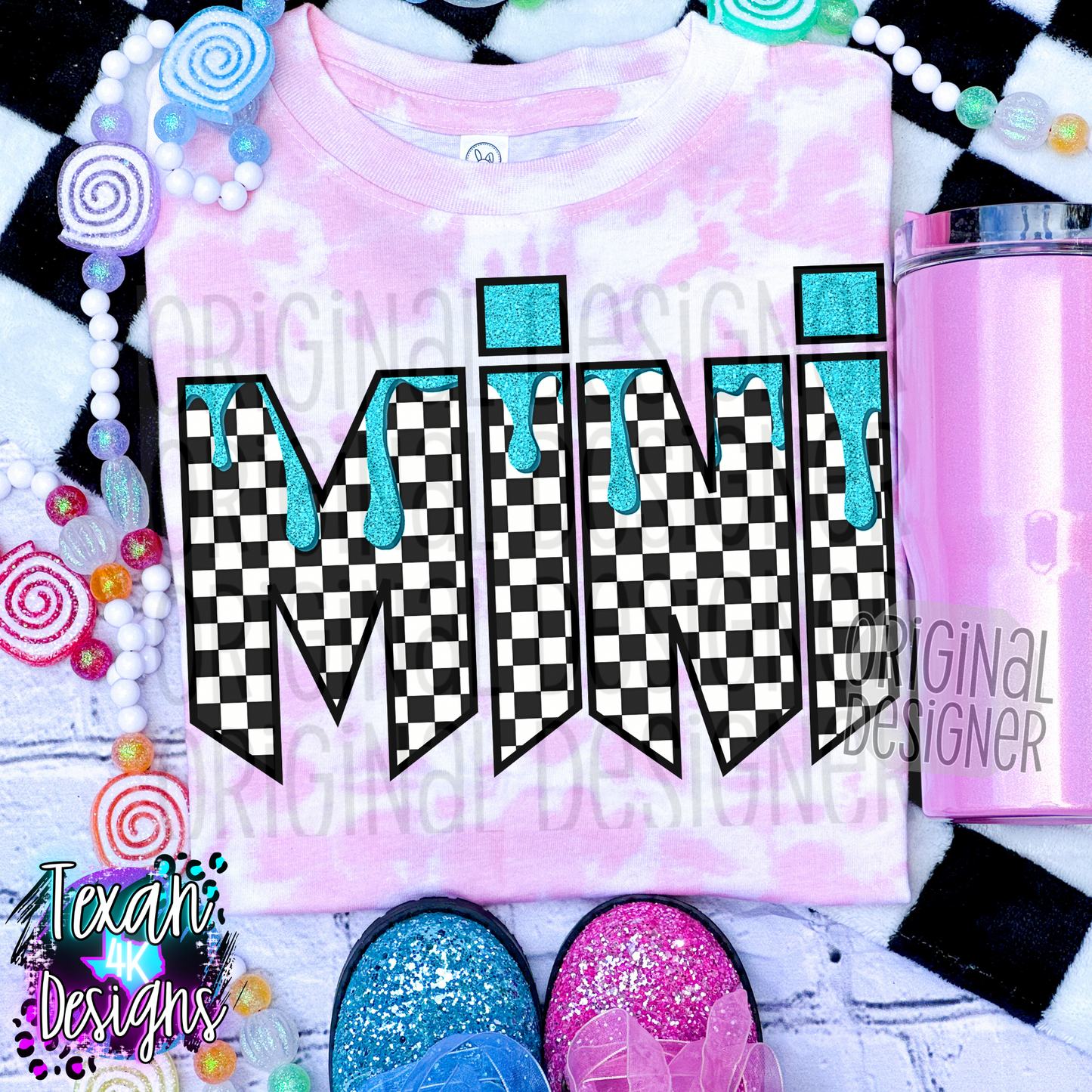 dripping checkered mini - DIGITAL PNG