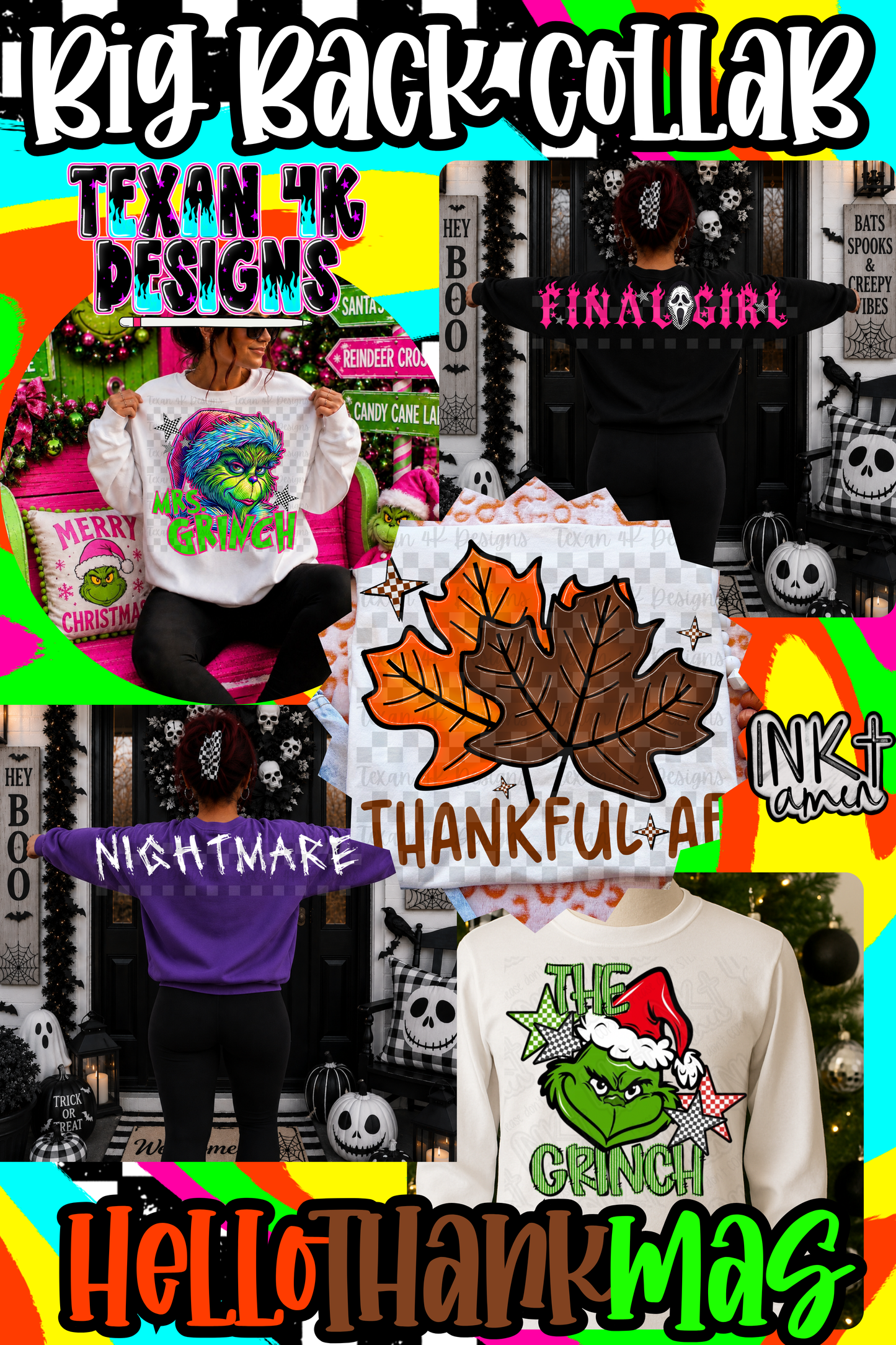 HALLOTHANKSMAS BIG BACK COLLAB W/ INK & AMEN
