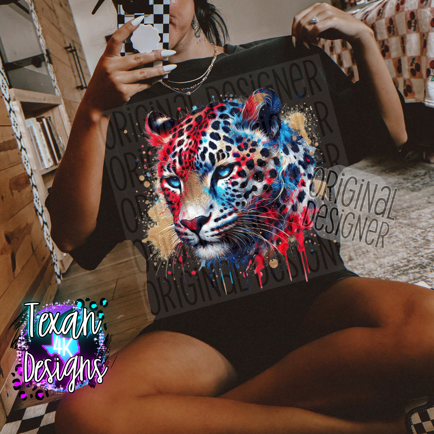 USA leopard with gold - DIGITAL PNG