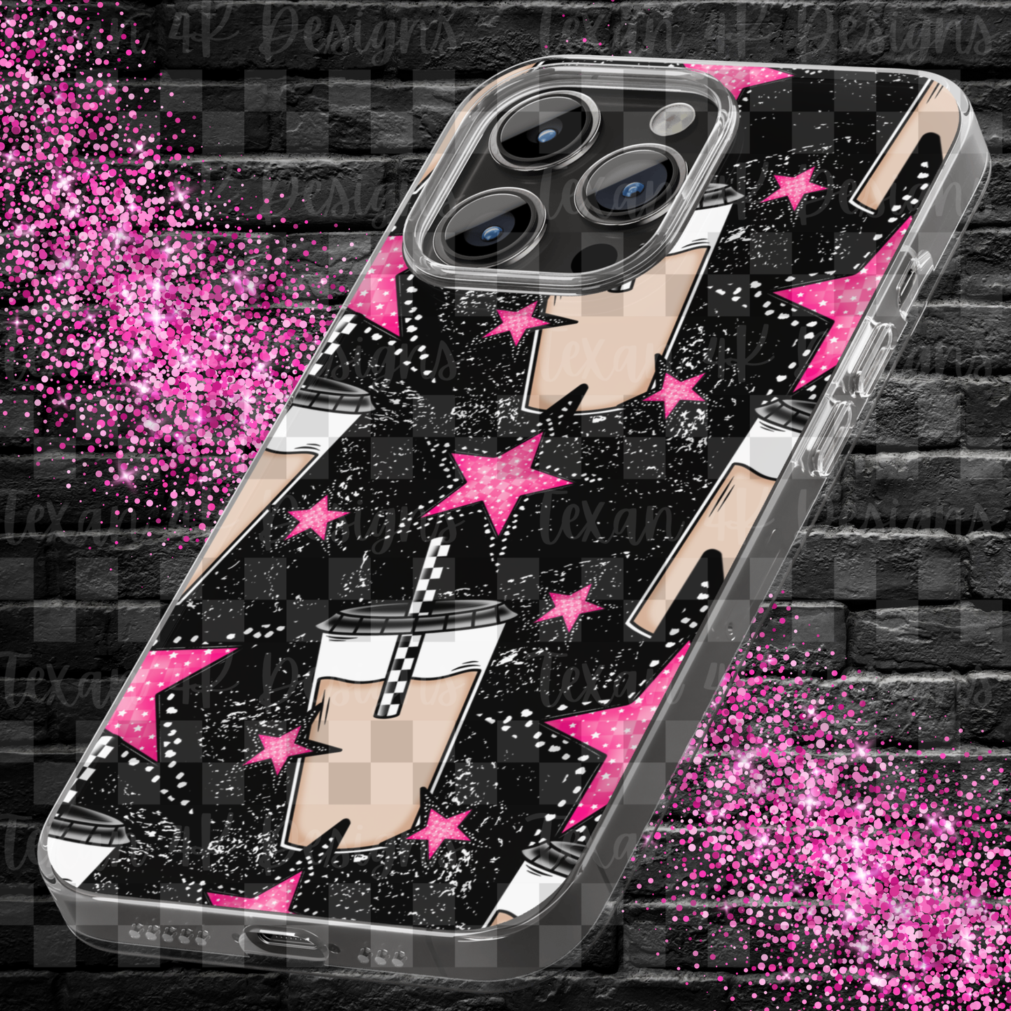 iced coffee stars seamless - DIGITAL PNG