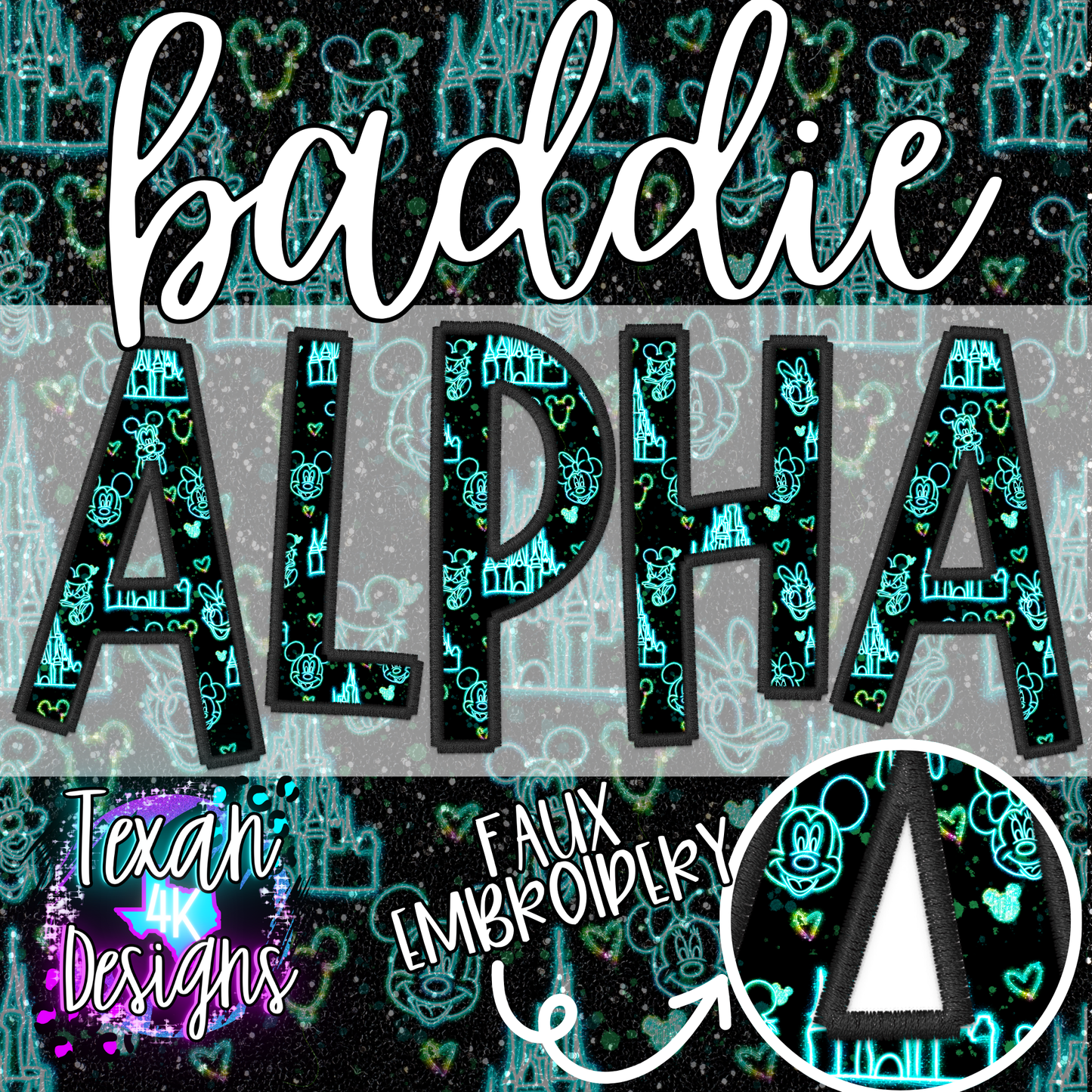 neon blue friends BADDIE alphabet