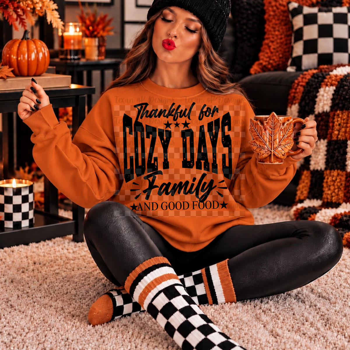 thankful for cozy days family and good food - digital png