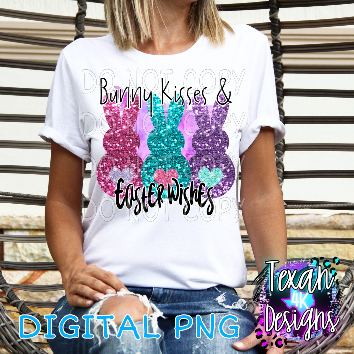 Bunny kisses & Easter wishes - DIGITAL PNG