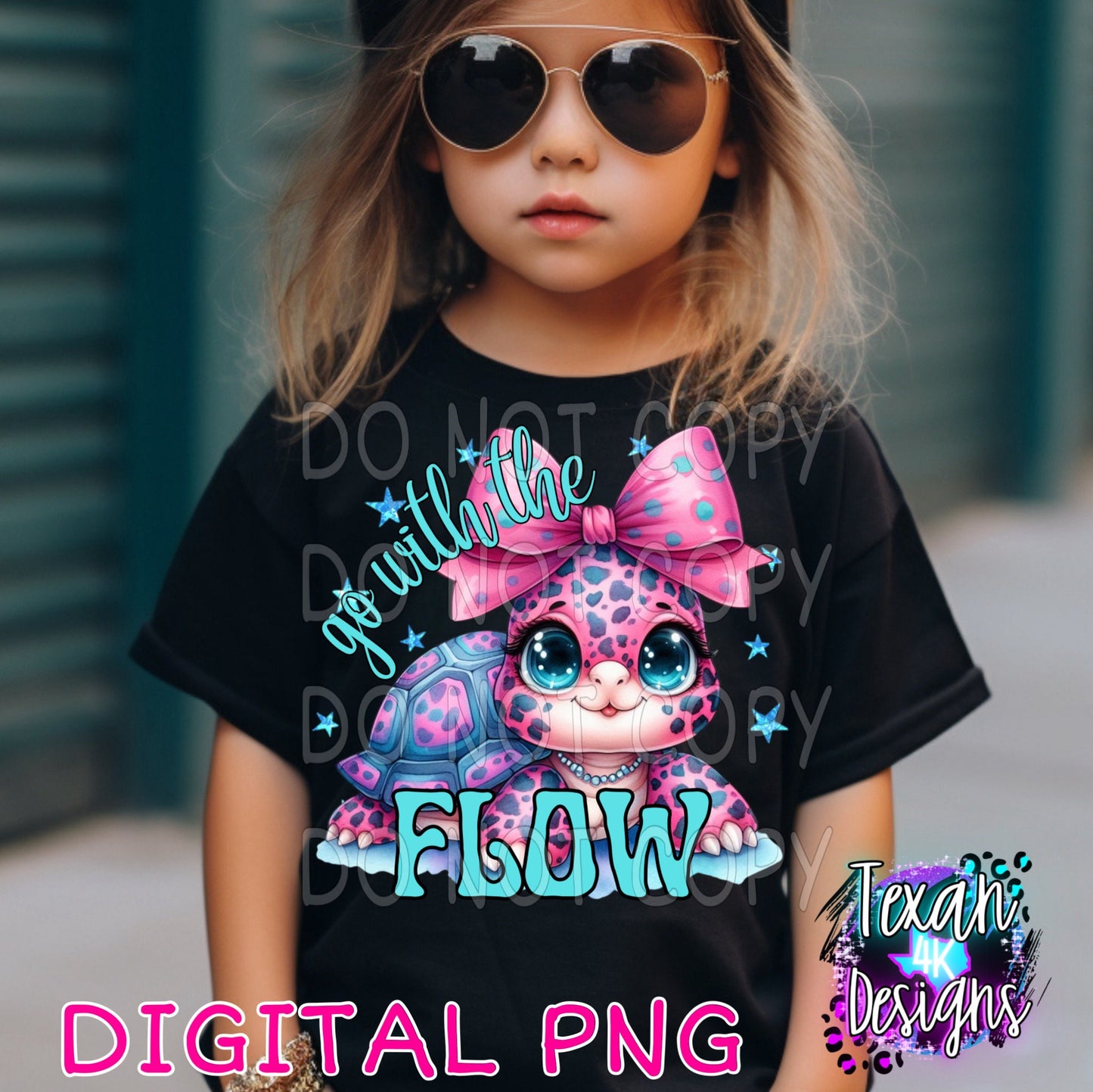 go with the flow - DIGITAL PNG - turtle