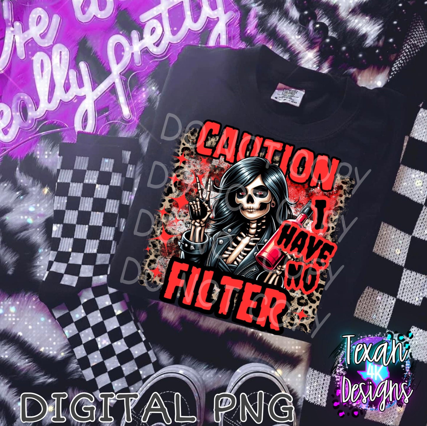 caution i have no filter red - DIGITAL PNG