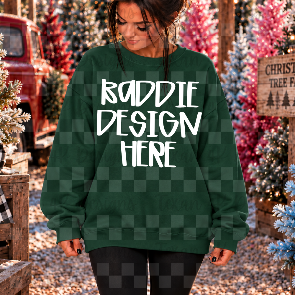 gildan forest green  sweatshirt , mock up