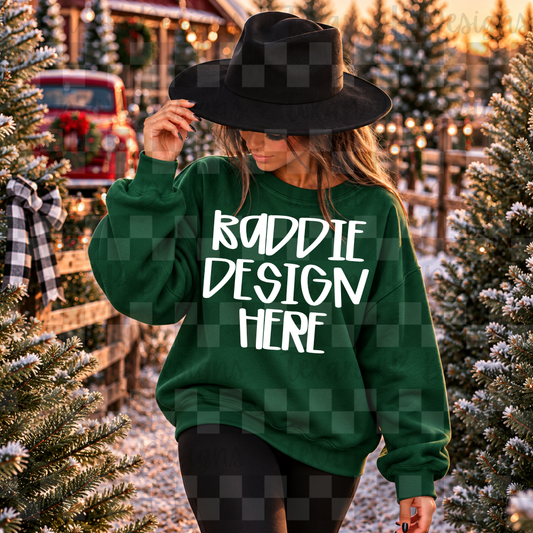 gildan forest green sweatshirt , mock up