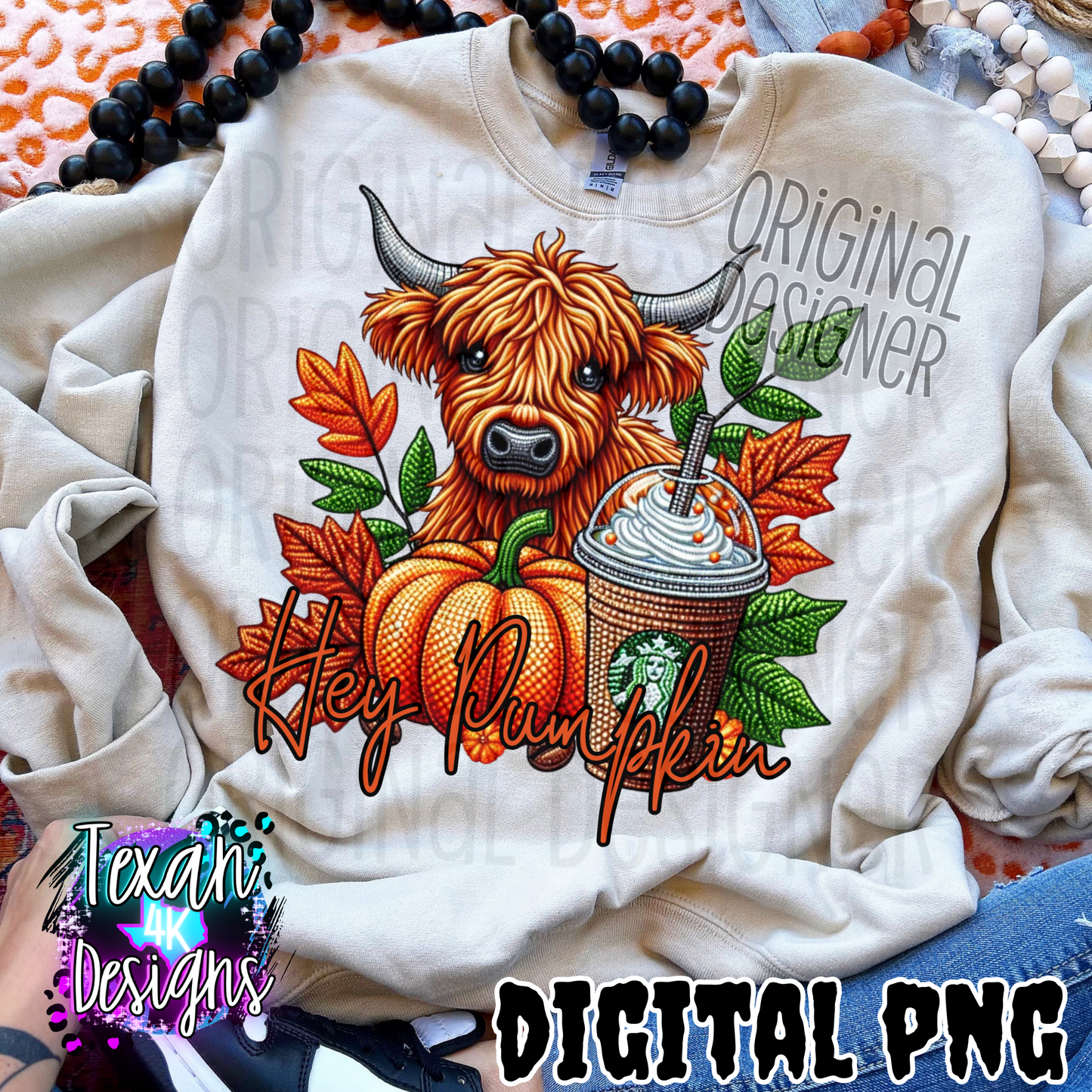 hey pumpkin highland cow with logo - DIGITAL PNG