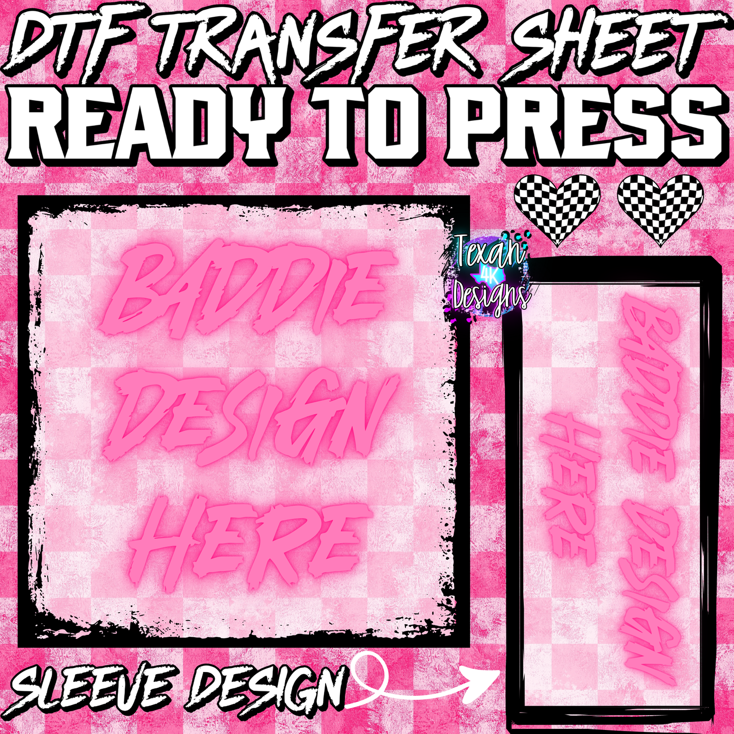 DTF transfer sheet w/ sleeve mock up edgy - grunge