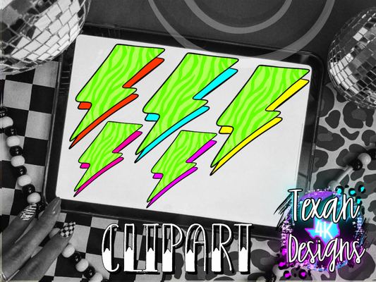 green zebra print bolts - 4 clipart