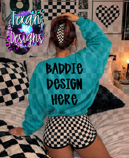 CC seafoam back sweatshirt , mock up