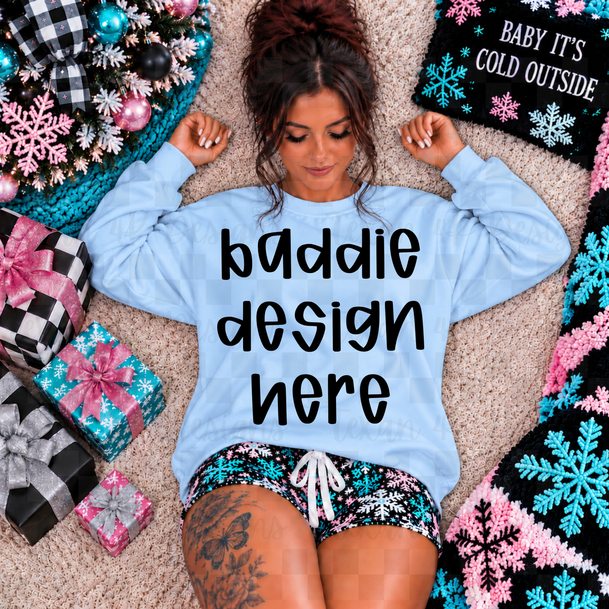 gildan light blue sweatshirts , mock up