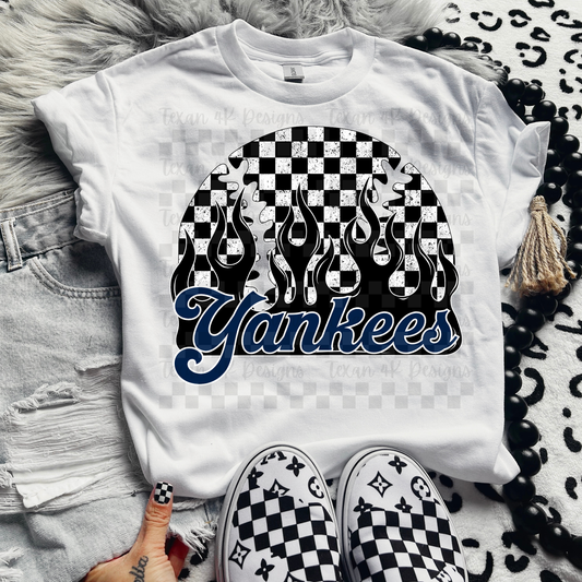 checkered flames baseball Y- DIGITAL PNG